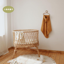  Small forest Japanese rattan crib Removable hand-woven rattan baby shooting props Crib