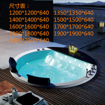 Acrylic round recessed double surfing massage thermostatic bathtub 1 2 m-2 m waterfall couple big bath