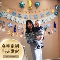 Happy birthday party Baby Girl Boy scene layout background wall balloon children one year old decorations