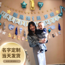 Happy birthday party baby little girl boy scene layout background wall balloon children's one-year-old decorations