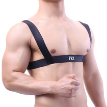 Mens big chest strap nylon elastic muscle sexy dance show nightclub Fashion shoulder strap nightclub sports elastic