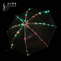 Odinara LED Light Umbrella Colorful Luminous Transparent Straight Umbrella Multicolor Luminous Umbrella