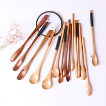 Japanese wooden coffee mixing spoon milk honey mixing spoon mixing spoon long handle natural solid wood tableware