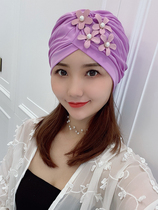 Counter new fashion three-dimensional pearl flower embellishment face shape swimming cap Womens long hair comfortable headless beach cap