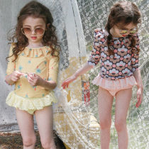 Girls Sunscreen Swimsuit 2021 Summer New Korean Lace Long Sleeve Children Baby Split Swimsuit Quick Dry
