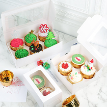Cupcake box Mafin Cup Mousse Cup 2 4 6 12 portable raised egg tart packing snow Mei Niang box