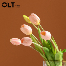 Hand Feel Tulip Emulation Flowers Fake Flowers Bouquet Plastic Flowers Decoration Pendulum Pieces Living-room Tea Table Flower Hem Flowers Furnishing