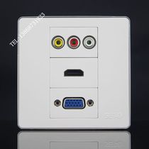 Silver edge welding-free VGA plus Red Yellow White audio video plus HDMI in-line socket 86 multimedia wall panel