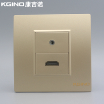 Champagne gold 86 type HDMI HD plus headphones in-line docking socket Champagne color 3 5mm audio HDMI panel