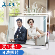 Crystal photo frame table plus printing and washing photos creative glass photo frame frame 8 5 5 6 6 7 inch 7 ten 10 inch
