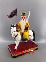 Wood carving statue custom Datuk male horse riding Datuk male camphor wood lacquer line carving boutique handmade 40cm
