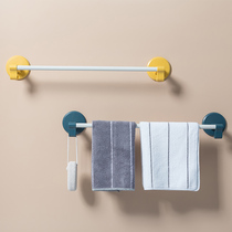 Family stainless steel towel rack non-perforated toilet hanging towel bar artifact bathroom wall-mounted bath towel rack