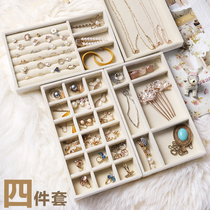 Home flocking jewelry box earrings box jewelry box hand jewelry necklace finishing box