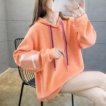 Foreign pregnancy womens clothing 2021 Autumn New Korean version of loose hooded sweater womens small net red pregnant womens coat tide