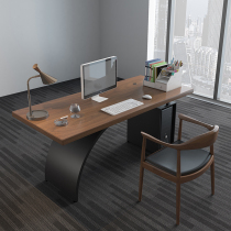 Iron simple modern solid wood desk desktop computer desk home desk bedroom single writing desk boss table