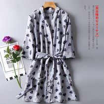 100%silk printed womens nightgown mid-length mid-sleeve Mulberry silk loose pajamas Casual and comfortable home wear summer