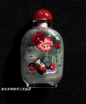 Mandarin duck playing water lotus figure old inner painting pure hand-painted snuff bottle gift old goods national traditional old Beijing handicrafts