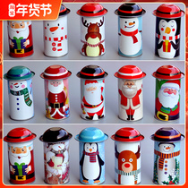 Christmas gift box iron box hat small round can Old Man snowman candy box small iron can gift box change jar