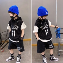 2022 Summer new even cap waistcoat black cover head fashion sleeveless casual trend foreign air child vest baby
