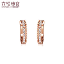  Liufu Jewelry exquisite horseshoe rose gold 18K gold diamond earrings earrings earrings female 29514