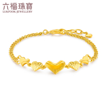 Lukfook jewelry confide love heart-shaped gold bracelet womens pure gold bracelet gold jewelry price GDG60019