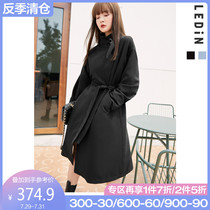 Le-cho temperament stand-up collar windbreaker 2021 spring new two-color tie-up windbreaker womens medium-long small British style