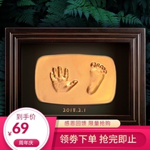 Baby hand and foot print mud Hand and foot print Permanent fetal hair souvenir Fetal hair Making newborn baby full moon 100 days gift