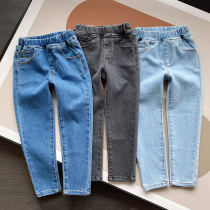 Wash soft denim childrens cotton jeans girls stretch pants pants spring and autumn childrens clothing