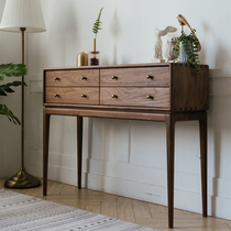 All solid wood foyer cabinet Black walnut entrance table Multi-function locker Nordic style aisle entrance cabinet High-legged cabinet