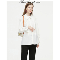 Pregnant women White shirt professional wear short large size 2021 autumn new maternity shirt autumn commute