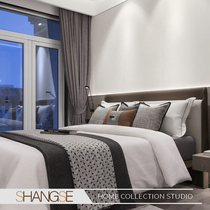 Shangsai fabric orange model room bed kit new house master room 10 sets