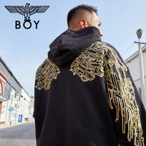  boylondon sweater mens black gold wings embroidered couple sweater B204NB502102