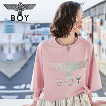 boylondon gradient green eagle pink short-sleeved womens 2021 summer new T-shirt tide 303514