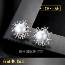 S925 sterling silver earrings group set Mosan diamond natural sea pearl stud earrings earrings Fashion low luxury atmosphere new products