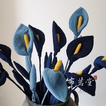 Bumingtang blue dyed fabric Calla handmade plant blue dyed fabric flower home decoration