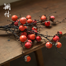 Simulated persimmon fruit branches home Persimmon wishful wishful flower arrangement small persimmon fruit Chinese Zen simulation floral ornaments