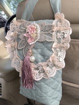 Car hanging tissue cover car fabric lace creative cute living room tissue box drawing box car decorations