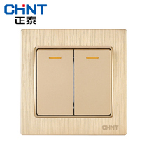 Chint switch socket panel 7L champagne color drawing gold two open multi-control switch panel 86 type panel