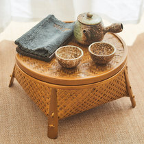 Retro bamboo woven storage basket Kung Fu tea set Lacquerware crafts Tea tray Japanese bamboo basket dry tea table Tea ceremony zero match