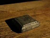 Old bluestone antique old Shanxi stone carving antique tea mat square small stone drum small paperweight aesthetic decoration
