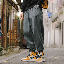Tokyo wardrobe overalls mens trendy brand Japanese ties loose trend Joker pants solid color casual Haren pants
