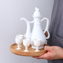 Hotel tableware beautiful white porcelain ceramic round wine glass white wine glass small wine glass wine glass Huadiao wine pot set