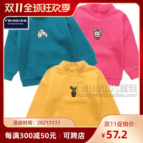 小木马 TWINKIDS童装韩国 冬款专柜正品 儿童男女童 加绒T恤卫衣