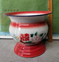 Nostalgic old inventory 90 s high foot enamel spittoon word red flower aircraft brand has dropped porcelain