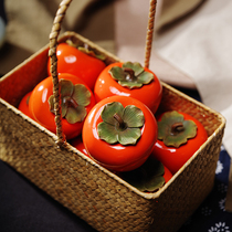 Persimmon tea cans ceramic small portable travel sealed cans tea boxes tea boxes empty gift boxes