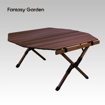 FG outdoor camping portable folding table solid wood picnic barbecue self-driving omelet table camping home dining table