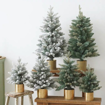 Simulation snow Christmas tree gifts small ornaments luxury encrypted flower shop window Christmas decoration scene layout