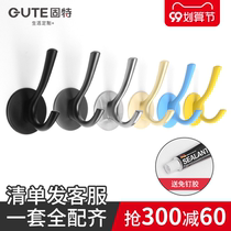 Gute no punched clothes hook toilet towel hanging wardrobe porch Wall clothes rack coat hook black single hook