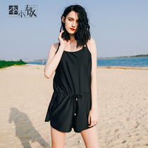 Belly covering version jumpsuit slim conservative swimsuit women cover belly 2021 new black leisure hot spring swimsuit