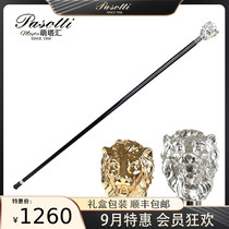 Italian pasotti gentleman walking stick civilized stick crutches crutches Scutter domineering Silver Lion artifact